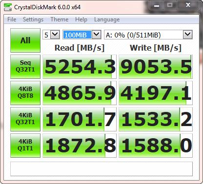 使用 CrystaLDiskMark 测试内存虚拟硬盘的读写速度。 使用 CrystaLDiskMark 测试内存虚拟硬盘的读写速度。