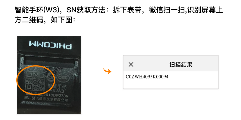 斐讯智能手环W3的SN码需要表和表带分离才能看到。 斐讯智能手环W3的SN码需要表和表带分离才能看到。